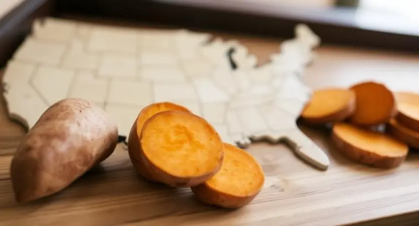 how far did sweet potatoes travel to Texas